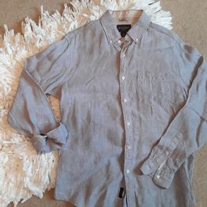 BLACK BROWN 1826 Men's collared linen shirt Medium